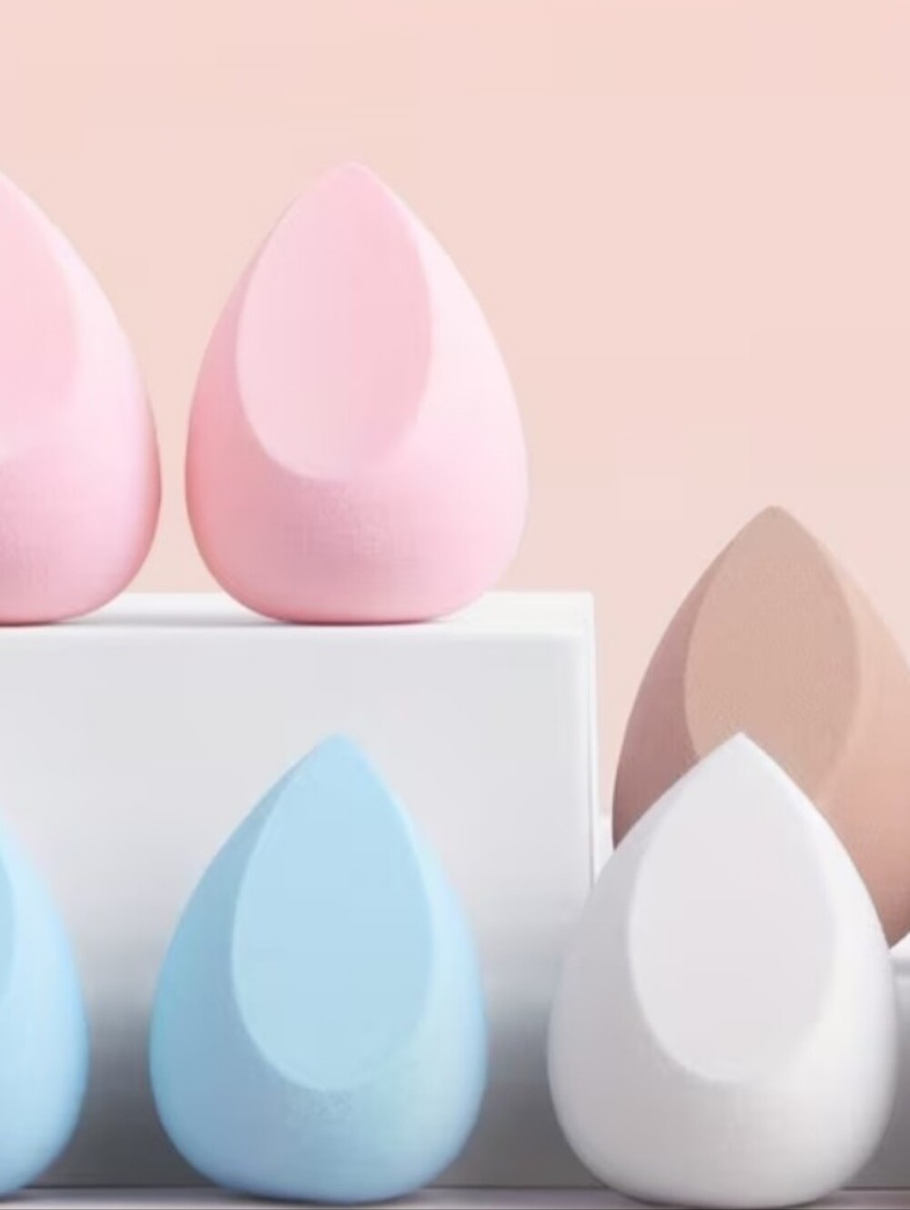 > 6 New Pink & Blue Makeup Sponges Set - Women Skincare Beauty Blenders